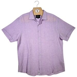Rodd & Gunn Sports Fit 2XL 100% Linen Lavender Short Sleeve Button Shirt